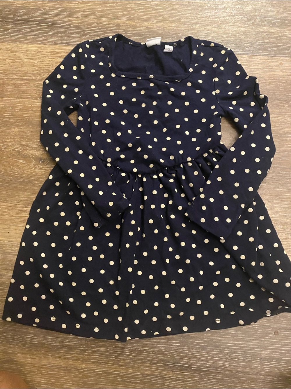 GAP Girls Navy Blue Polka Dot Long-Sleeve Dress